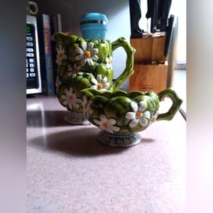 Vintage creamer pitcher and creamer cup set